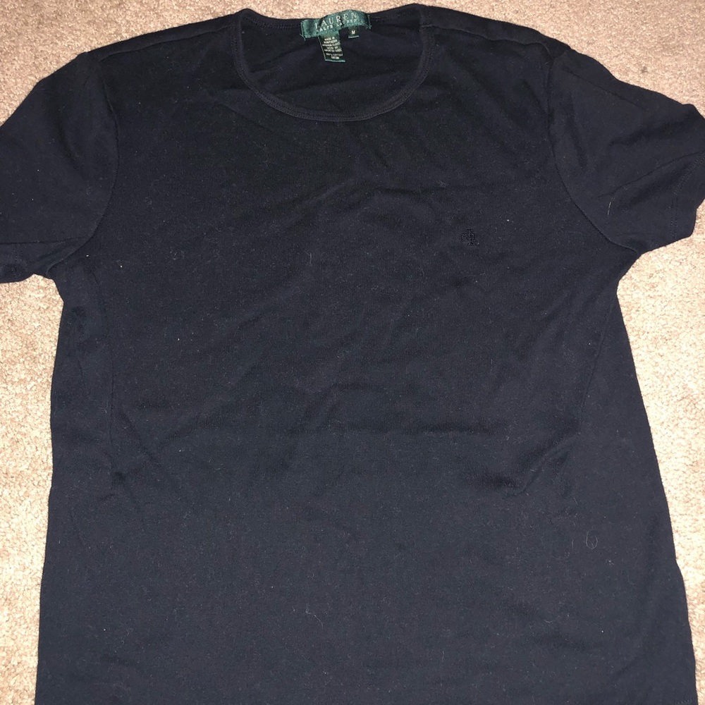 Lauren Ralph Lauren Plain Black Tee SZ M CLEARANCE